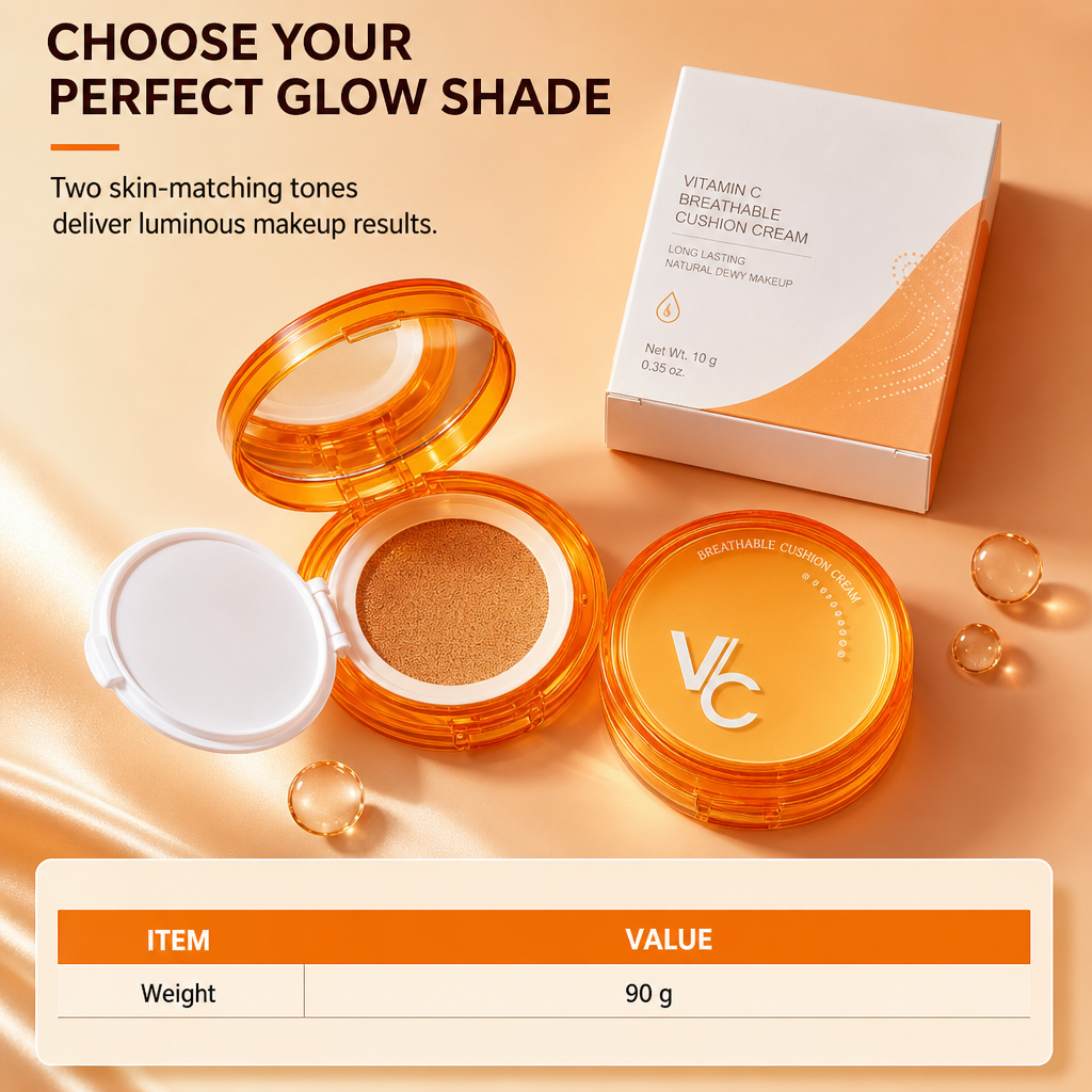 Stop Cakey Makeup Instantly! Sweatproof Vitamin C Cushion Foundation