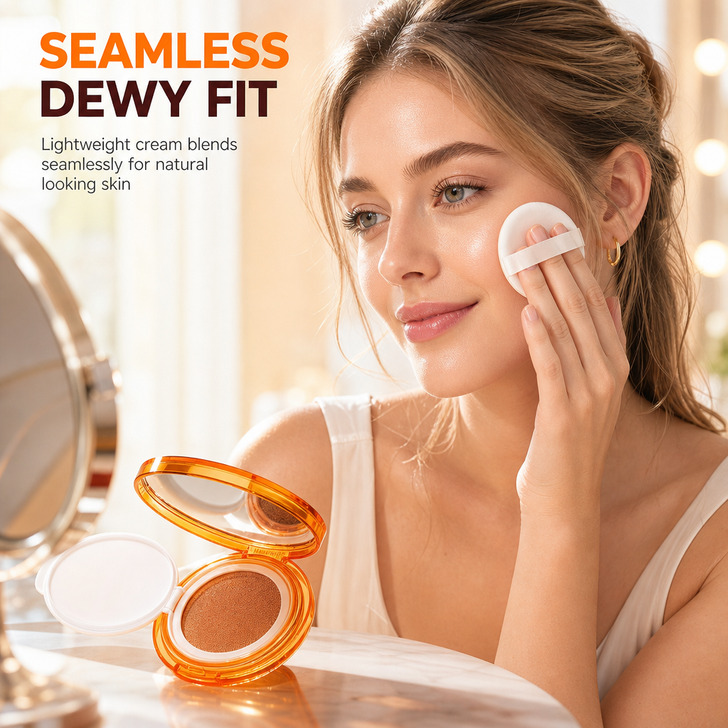 Stop Cakey Makeup Instantly! Sweatproof Vitamin C Cushion Foundation