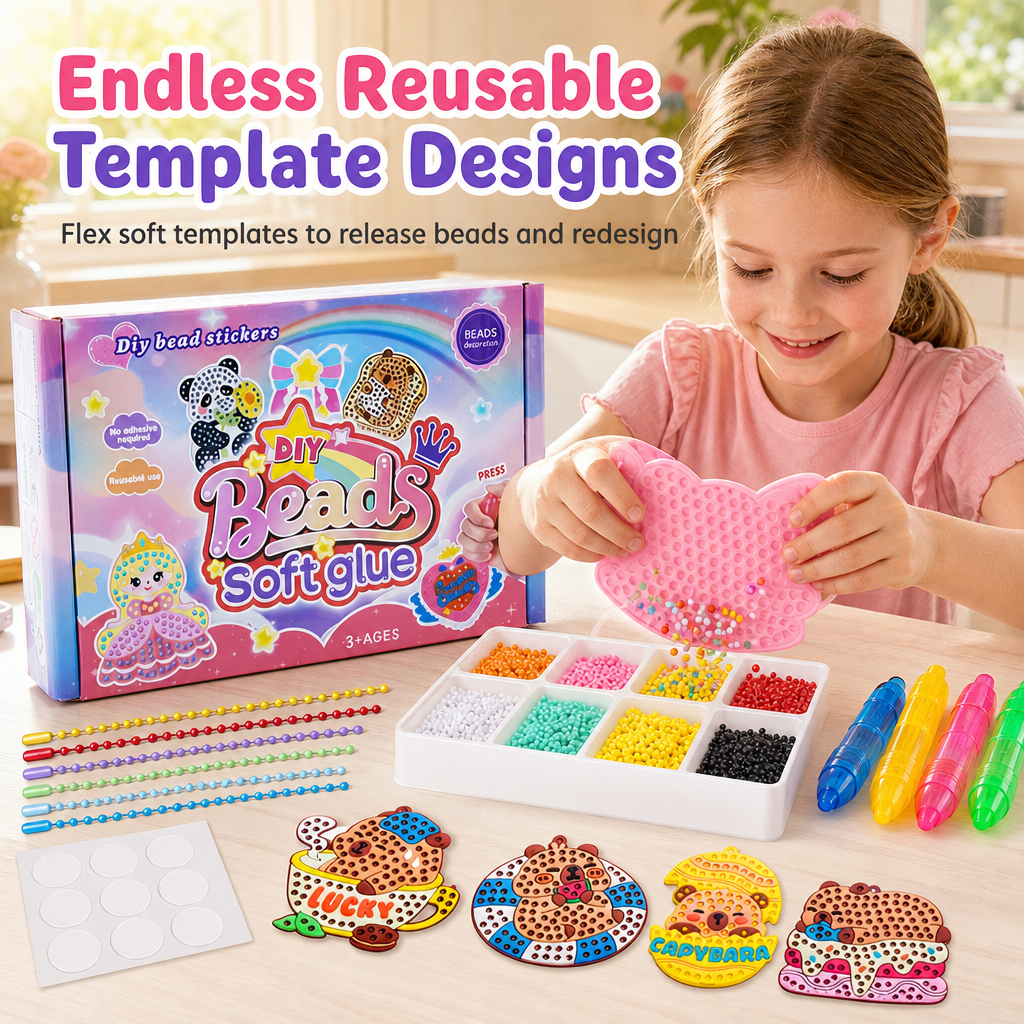 Create Sparkling Stickers Instantly! No-Glue Bead Art Kit