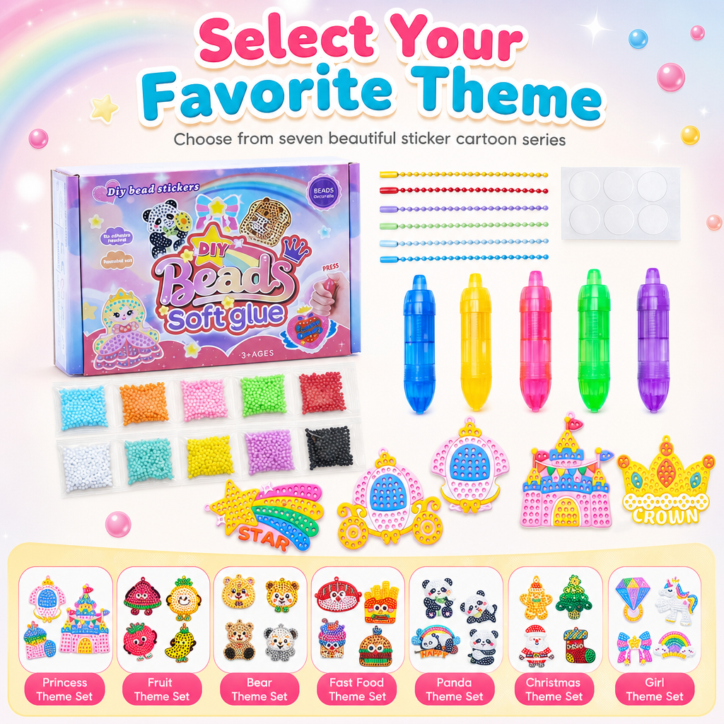Create Sparkling Stickers Instantly! No-Glue Bead Art Kit