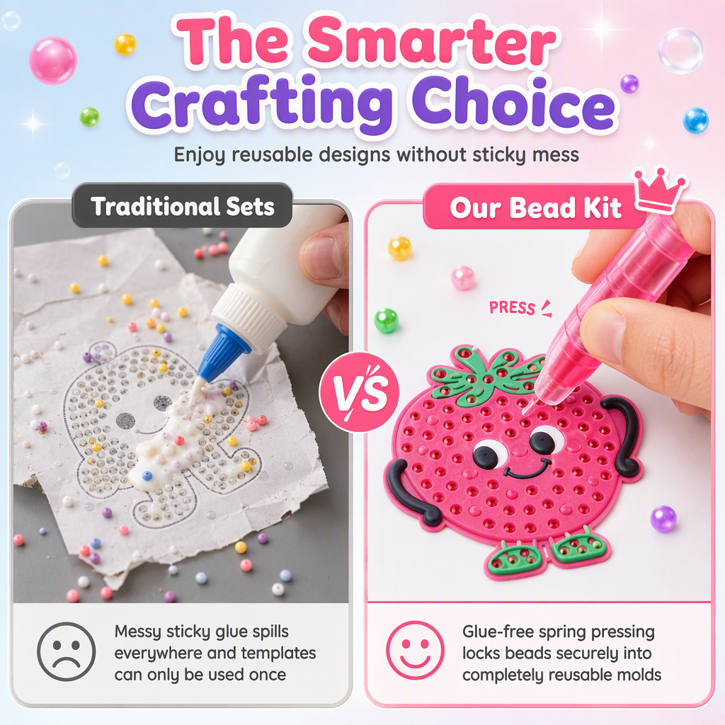 Create Sparkling Stickers Instantly! No-Glue Bead Art Kit