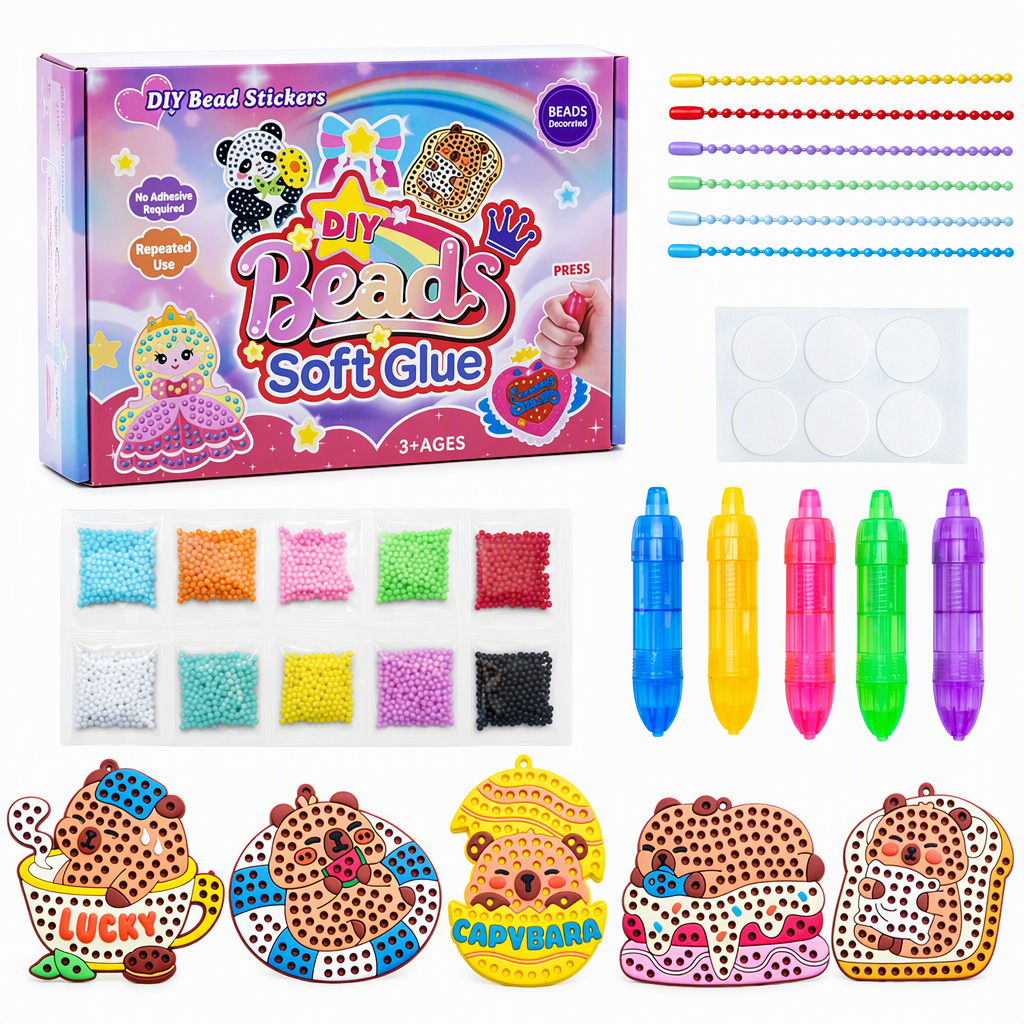 Create Sparkling Stickers Instantly! No-Glue Bead Art Kit