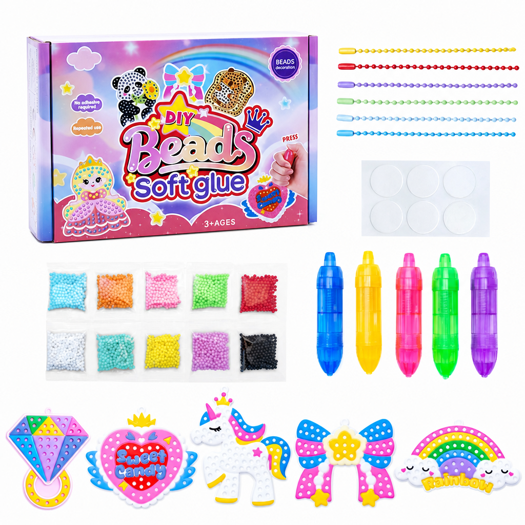 Create Sparkling Stickers Instantly! No-Glue Bead Art Kit