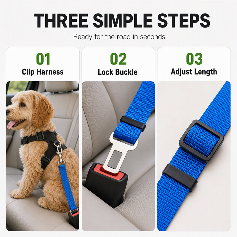 Secure Your Pet Instantly! No-Tangle 360° Car Safety Belt
