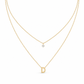 Double Layer A-Z Initial Minimalist Shiny Rhinestone Clavicle Chain