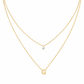 Double Layer A-Z Initial Minimalist Shiny Rhinestone Clavicle Chain