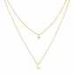 Double Layer A-Z Initial Minimalist Shiny Rhinestone Clavicle Chain