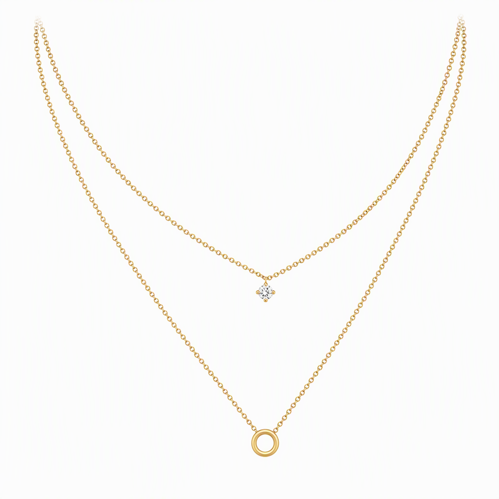 Double Layer A-Z Initial Minimalist Shiny Rhinestone Clavicle Chain