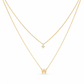 Double Layer A-Z Initial Minimalist Shiny Rhinestone Clavicle Chain