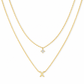 Double Layer A-Z Initial Minimalist Shiny Rhinestone Clavicle Chain