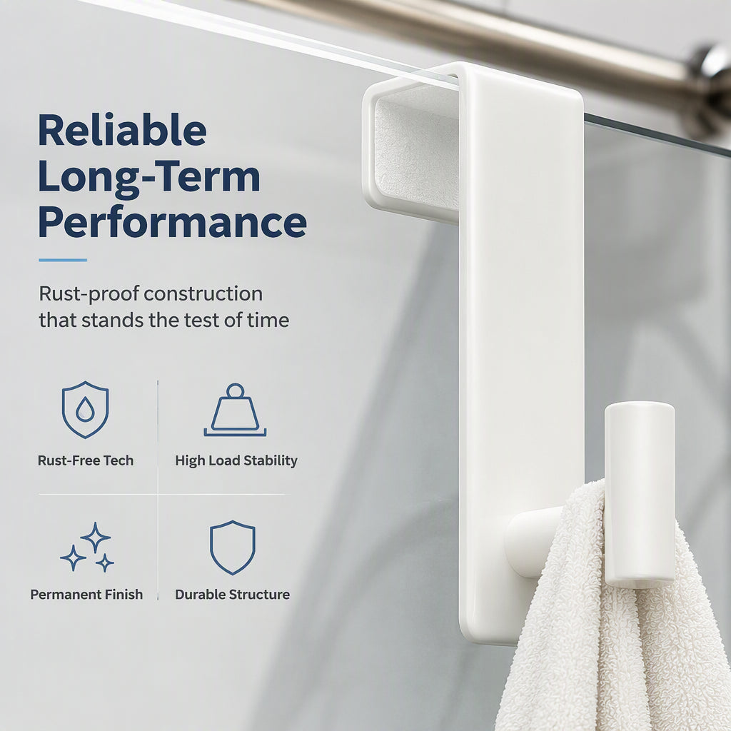 Dry Towels Instantly! No-Drill Extended Glass Shower Door Hooks