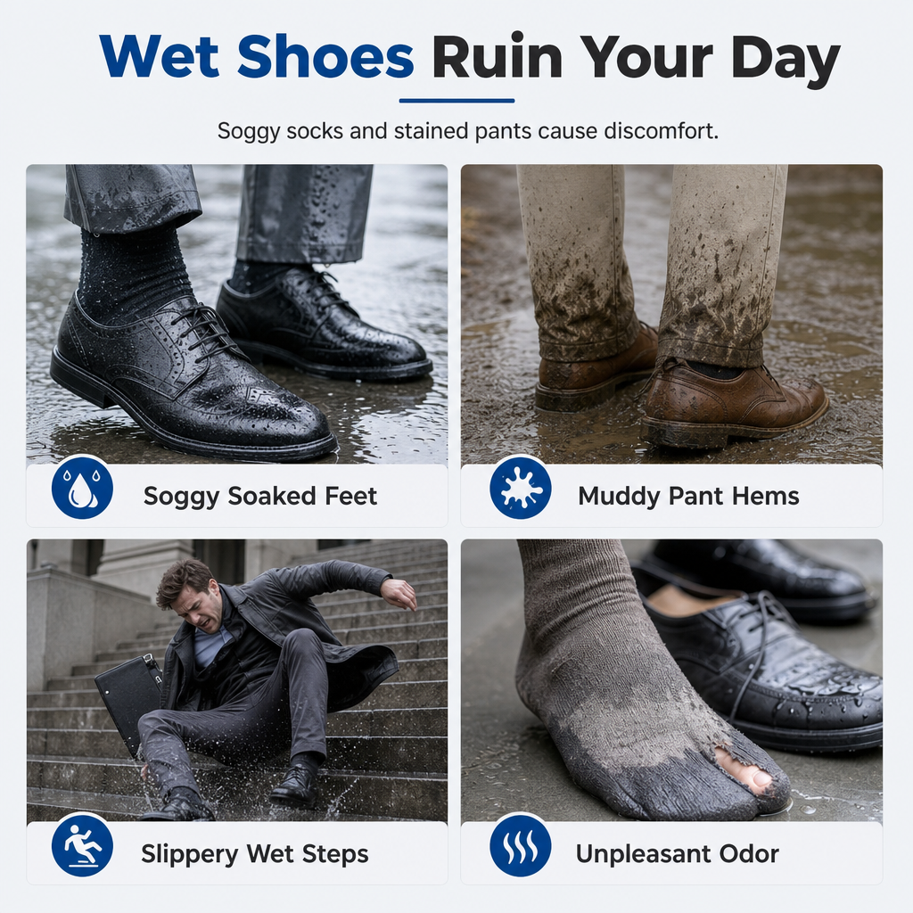 Keep Feet Dry Instantly! Waterproof High-Top Rain Shoe Covers