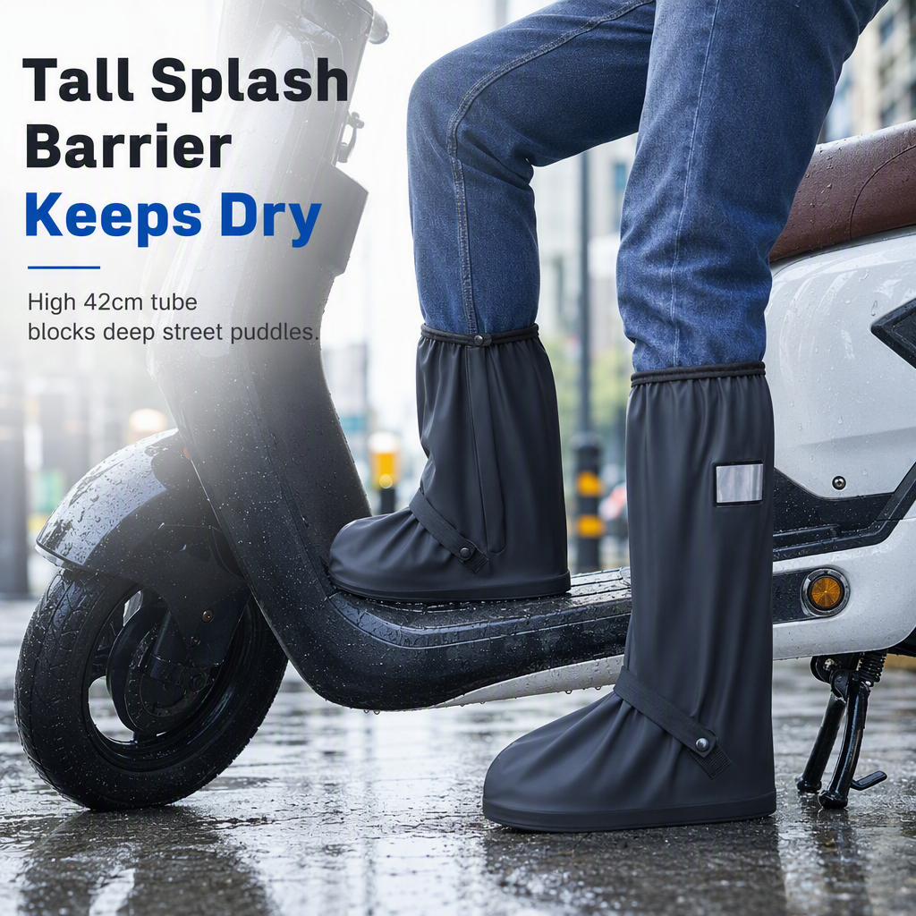 Keep Feet Dry Instantly! Waterproof High-Top Rain Shoe Covers