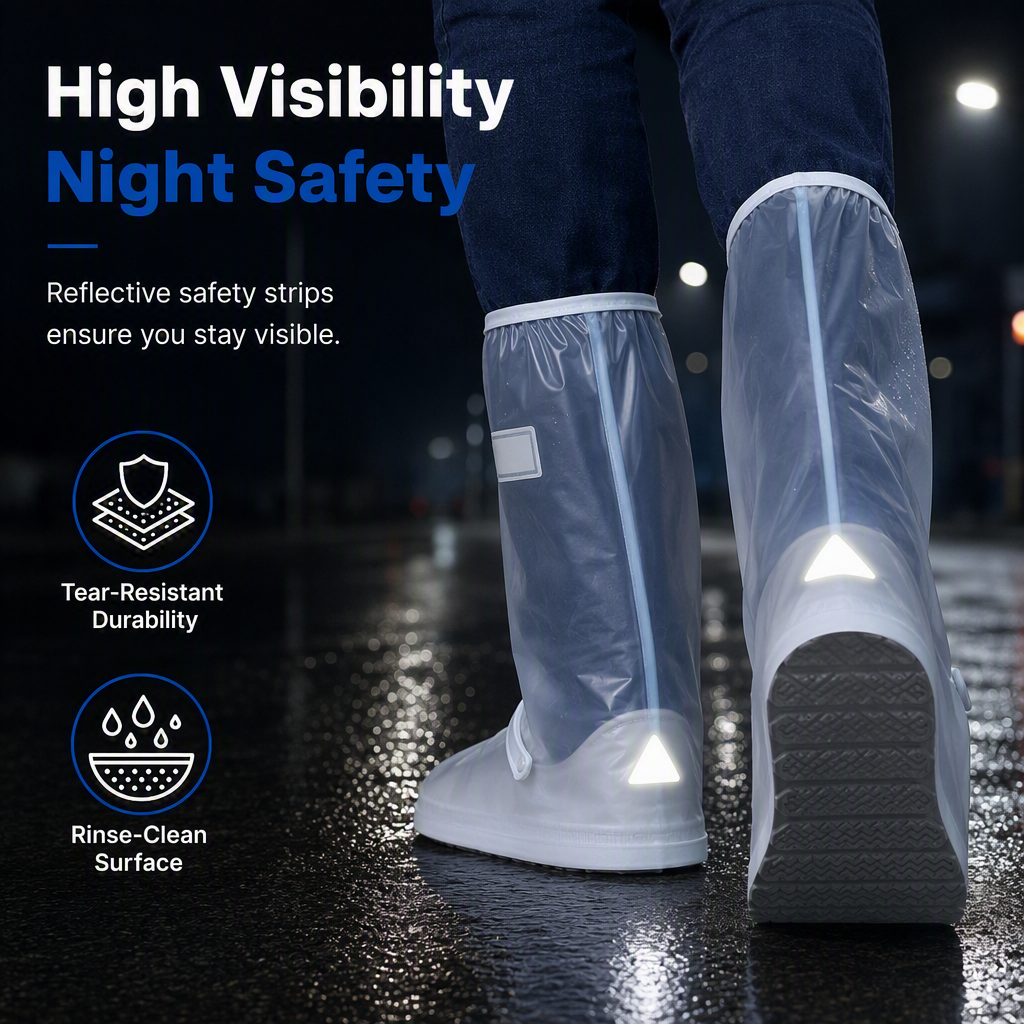 Keep Feet Dry Instantly! Waterproof High-Top Rain Shoe Covers
