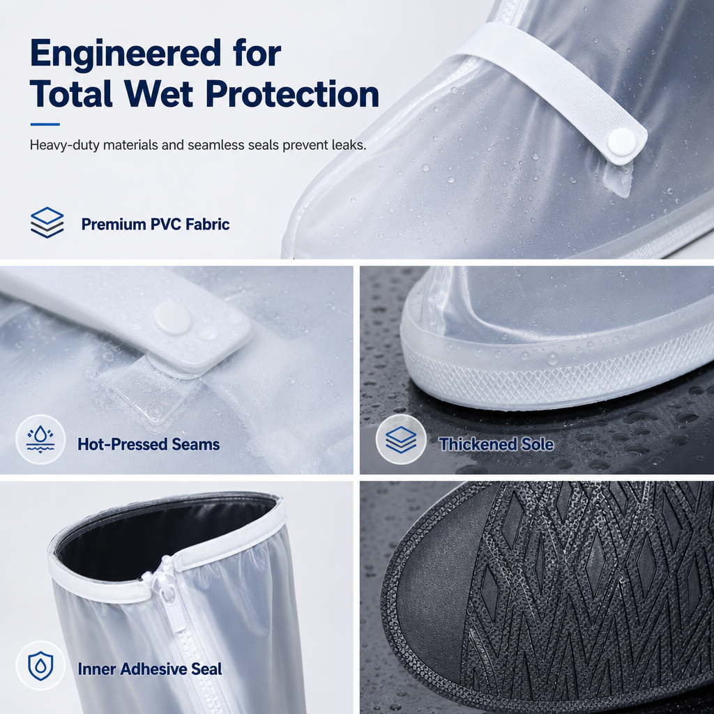 Keep Feet Dry Instantly! Waterproof High-Top Rain Shoe Covers