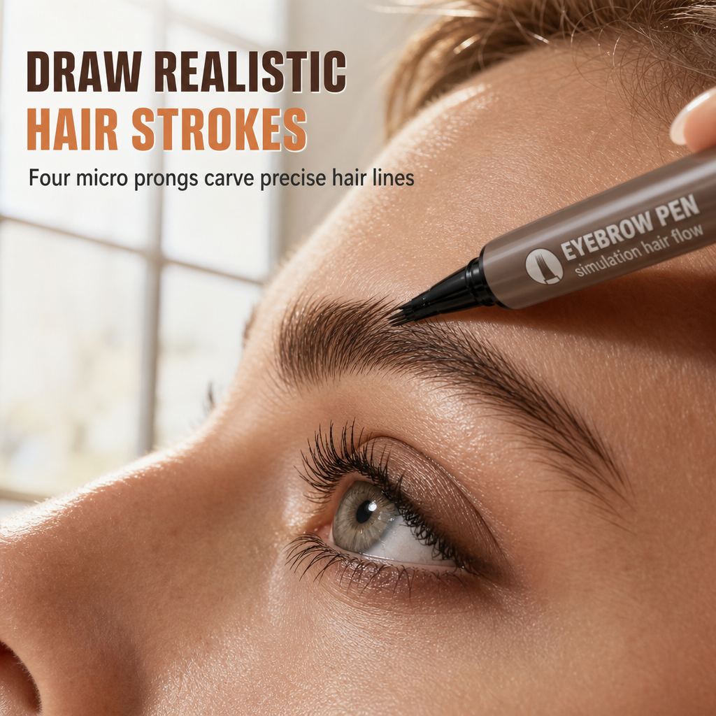 Draw Natural Brows Instantly! Waterproof 4-Prong Liquid Eyebrow Pen