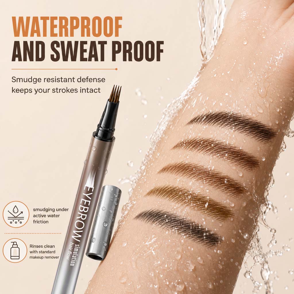 Draw Natural Brows Instantly! Waterproof 4-Prong Liquid Eyebrow Pen