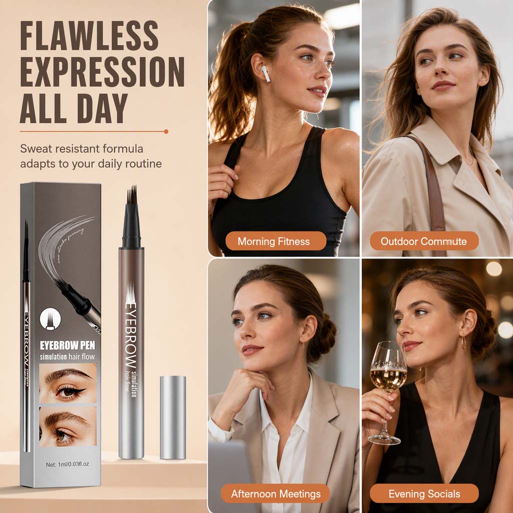 Draw Natural Brows Instantly! Waterproof 4-Prong Liquid Eyebrow Pen