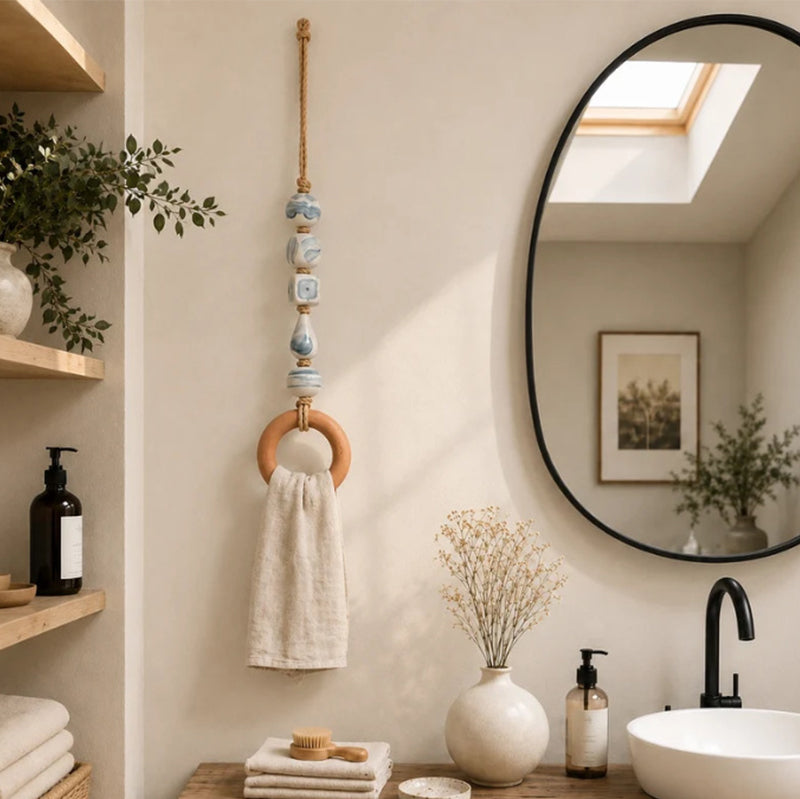 Add Rustic Charm Instantly! Handcrafted Beaded Towel Hanger