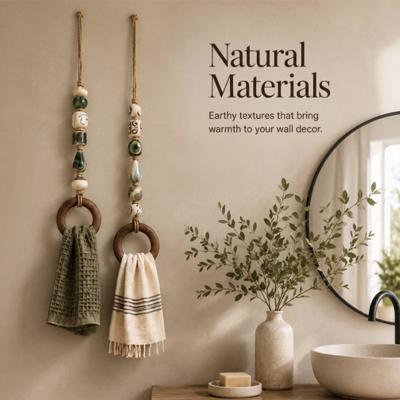 Add Rustic Charm Instantly! Handcrafted Beaded Towel Hanger