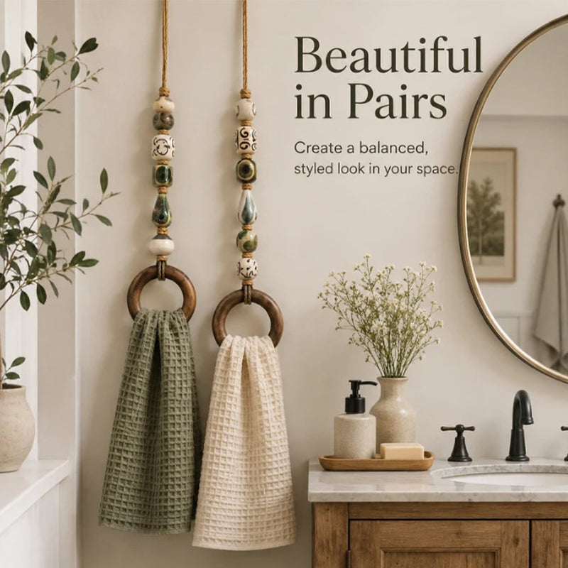 Add Rustic Charm Instantly! Handcrafted Beaded Towel Hanger