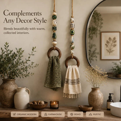 Add Rustic Charm Instantly! Handcrafted Beaded Towel Hanger