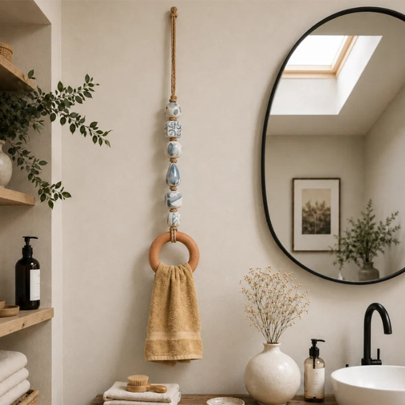 Add Rustic Charm Instantly! Handcrafted Beaded Towel Hanger