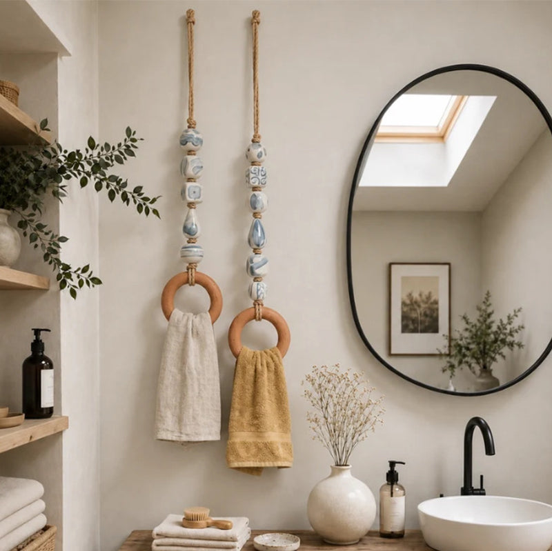 Add Rustic Charm Instantly! Handcrafted Beaded Towel Hanger