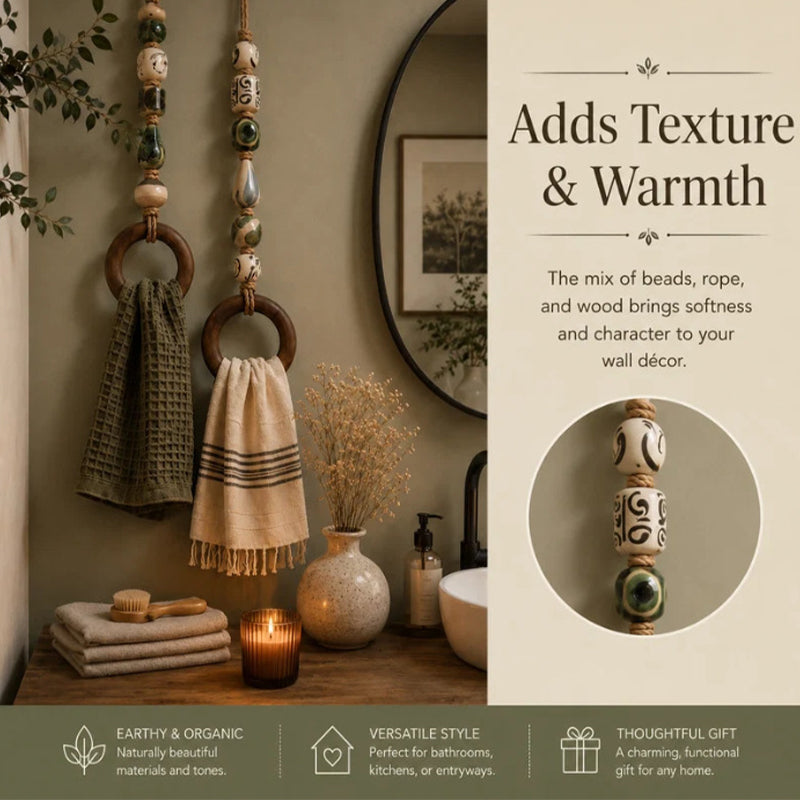 Add Rustic Charm Instantly! Handcrafted Beaded Towel Hanger
