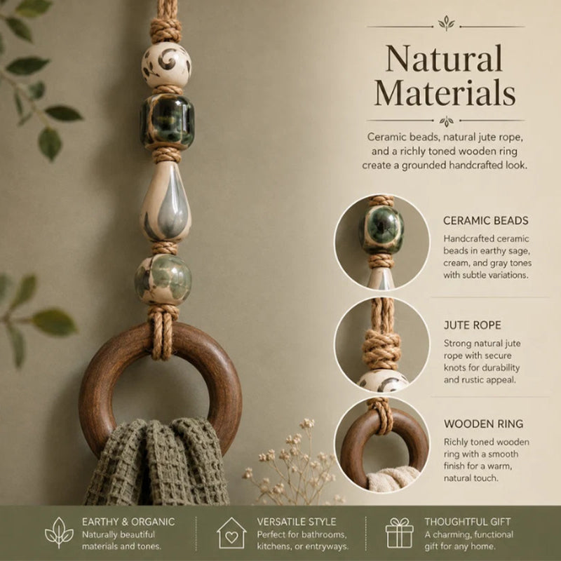 Add Rustic Charm Instantly! Handcrafted Beaded Towel Hanger