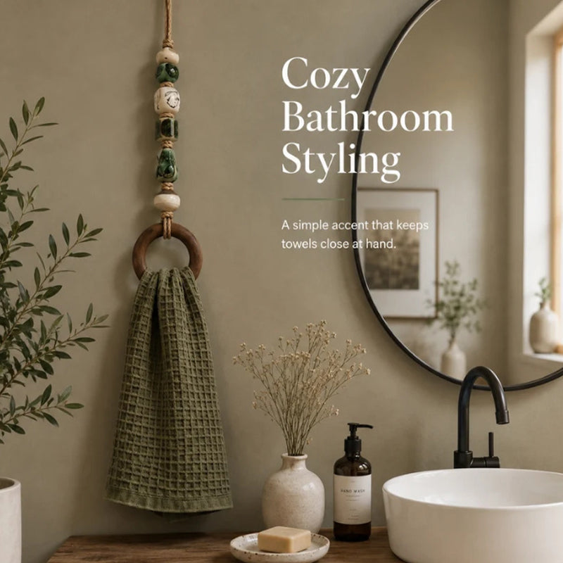 Add Rustic Charm Instantly! Handcrafted Beaded Towel Hanger