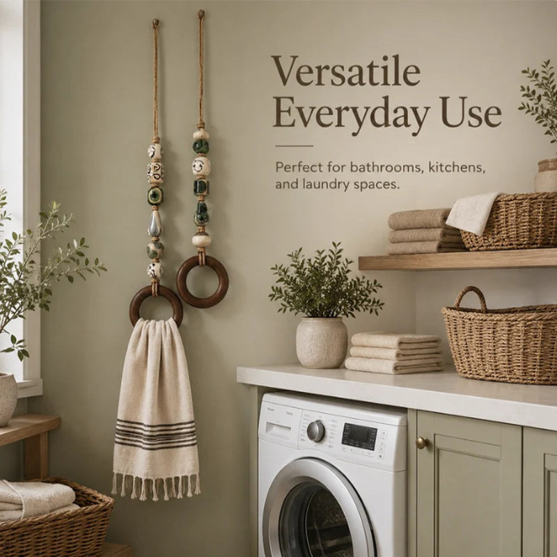 Add Rustic Charm Instantly! Handcrafted Beaded Towel Hanger