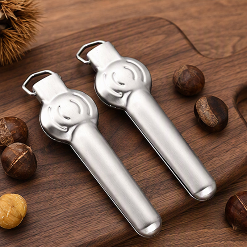 Crack Chestnuts Instantly! Lever-Assisted Stainless Steel Nut Cracker