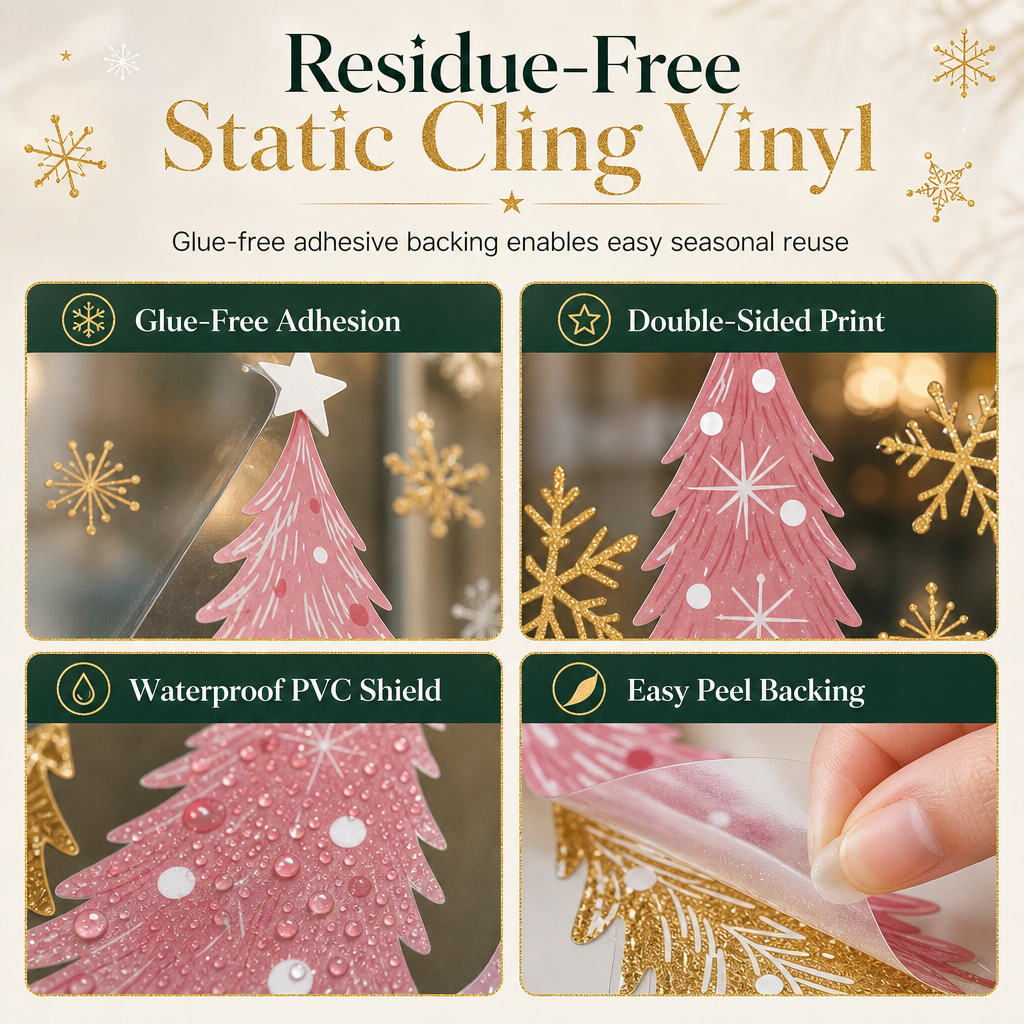 Decorate Windows Instantly! No-Glue Christmas Static Clings