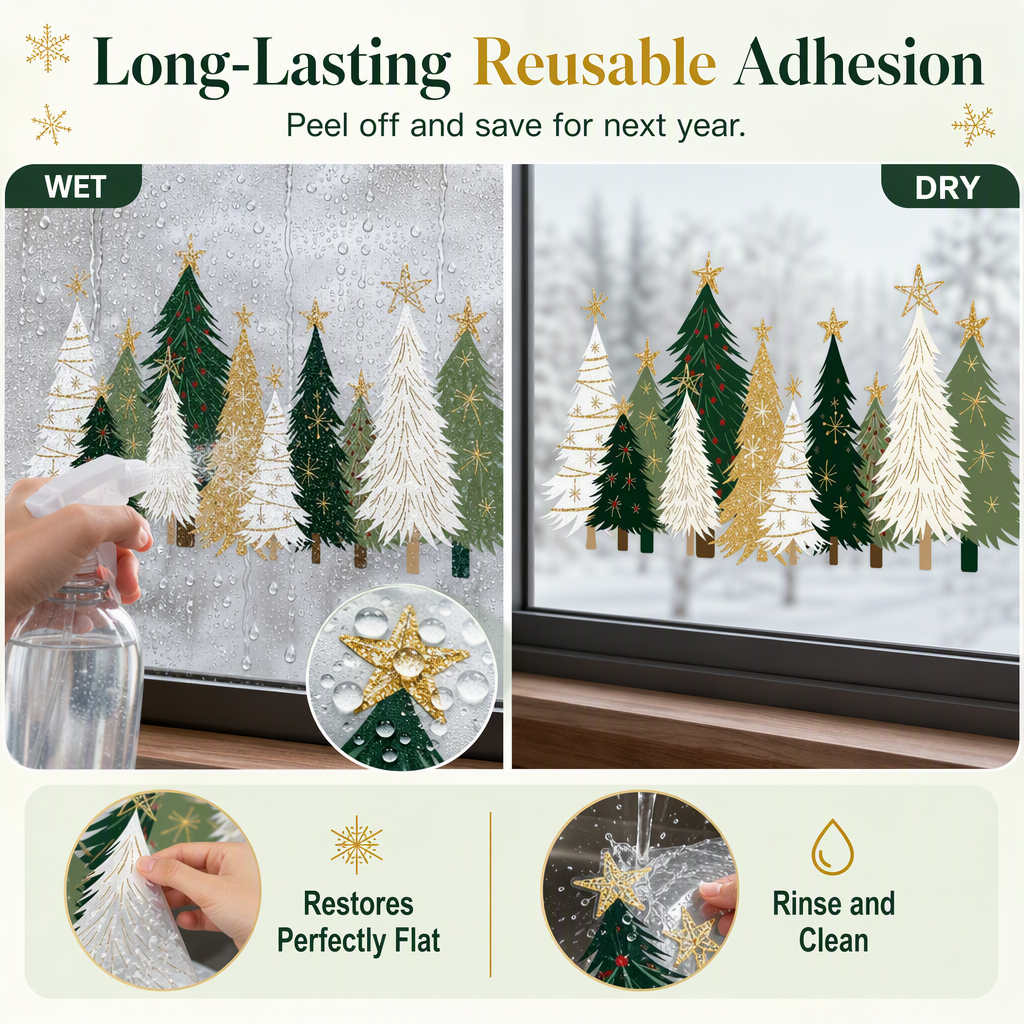 Decorate Windows Instantly! No-Glue Christmas Static Clings