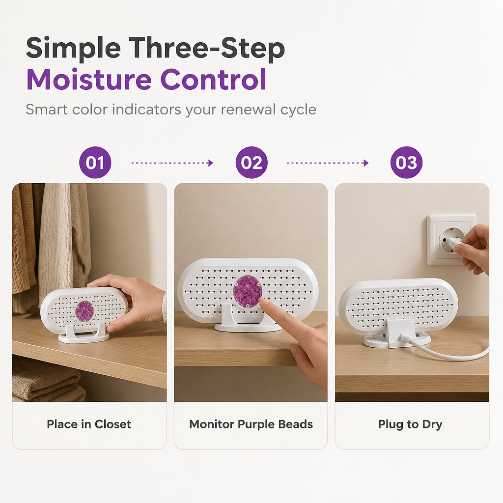 Absorb Moisture Instantly! Reusable Mini Dehumidifier
