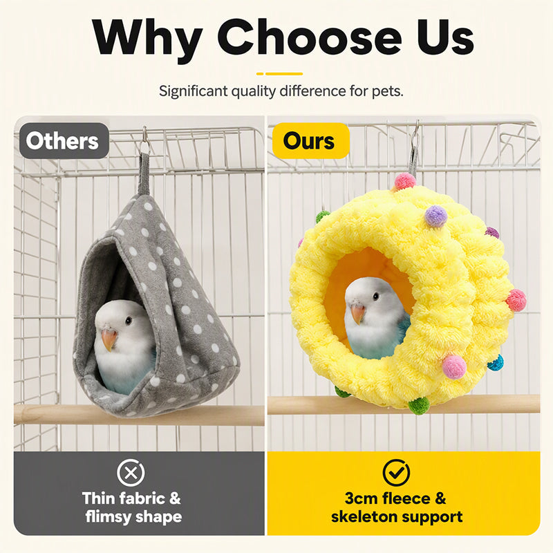 Give Birds Cozy Rest Instantly! Soft Fleece Hanging Bird Bed