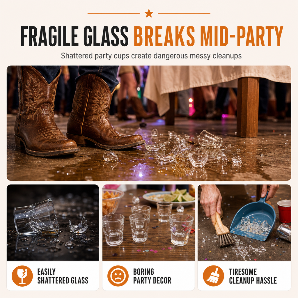 Toast In Style Instantly! Cowboy Boot Shot Glasses with Mini Hats