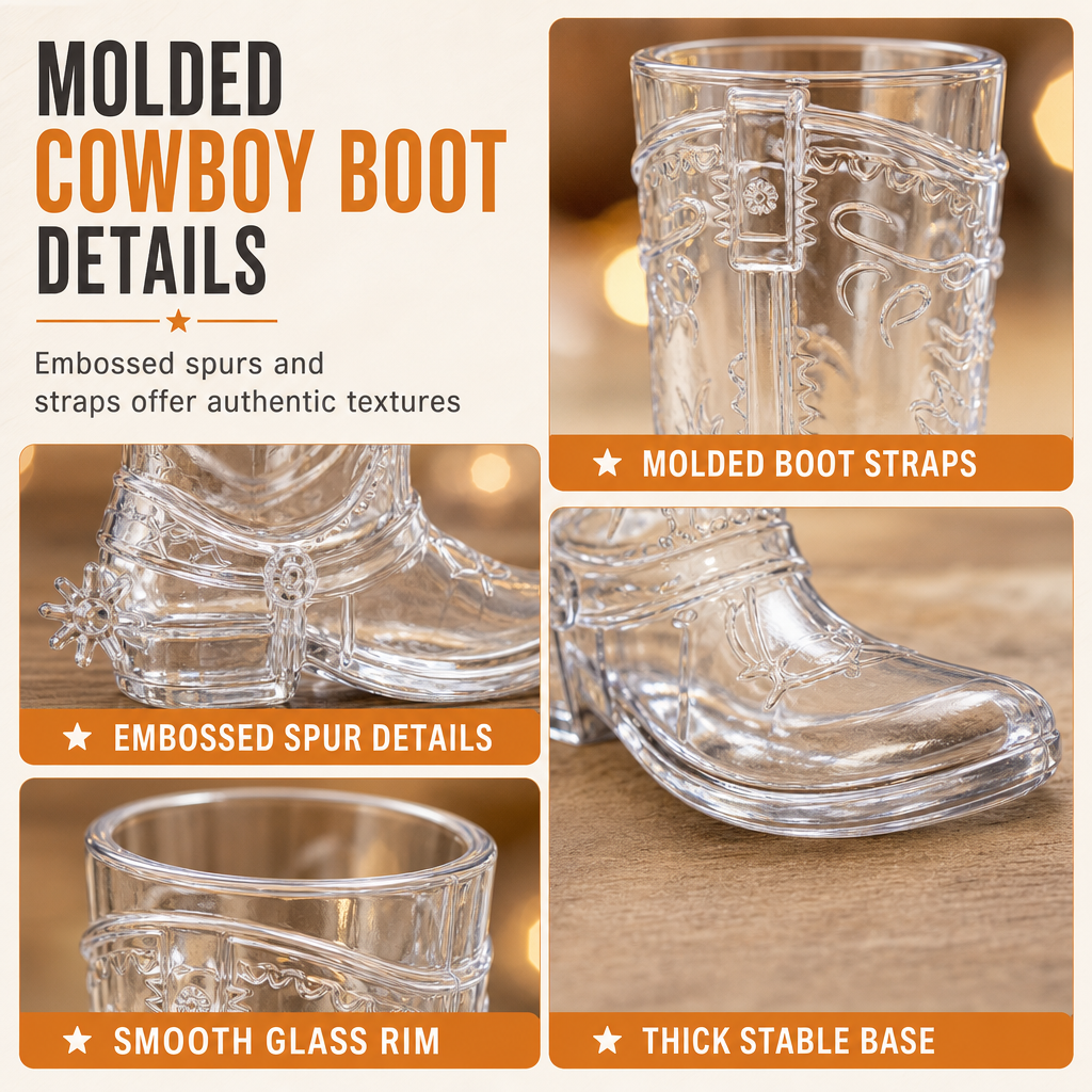Toast In Style Instantly! Cowboy Boot Shot Glasses with Mini Hats