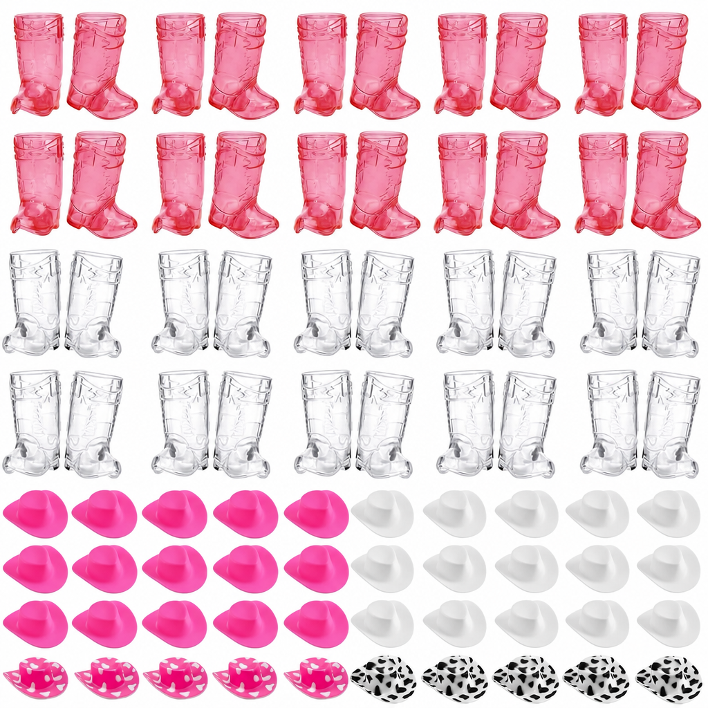 Toast In Style Instantly! Cowboy Boot Shot Glasses with Mini Hats