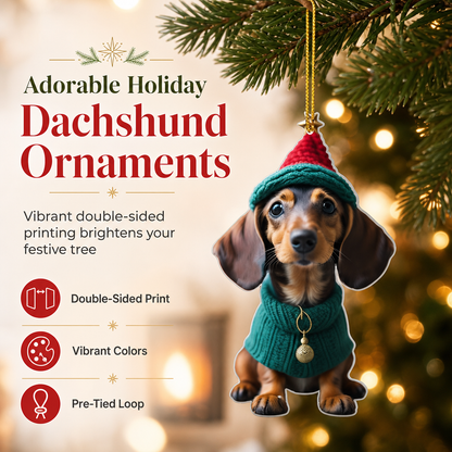 Trim Your Tree Instantly! Shatterproof Acrylic Dachshund Ornament（3-Pack）