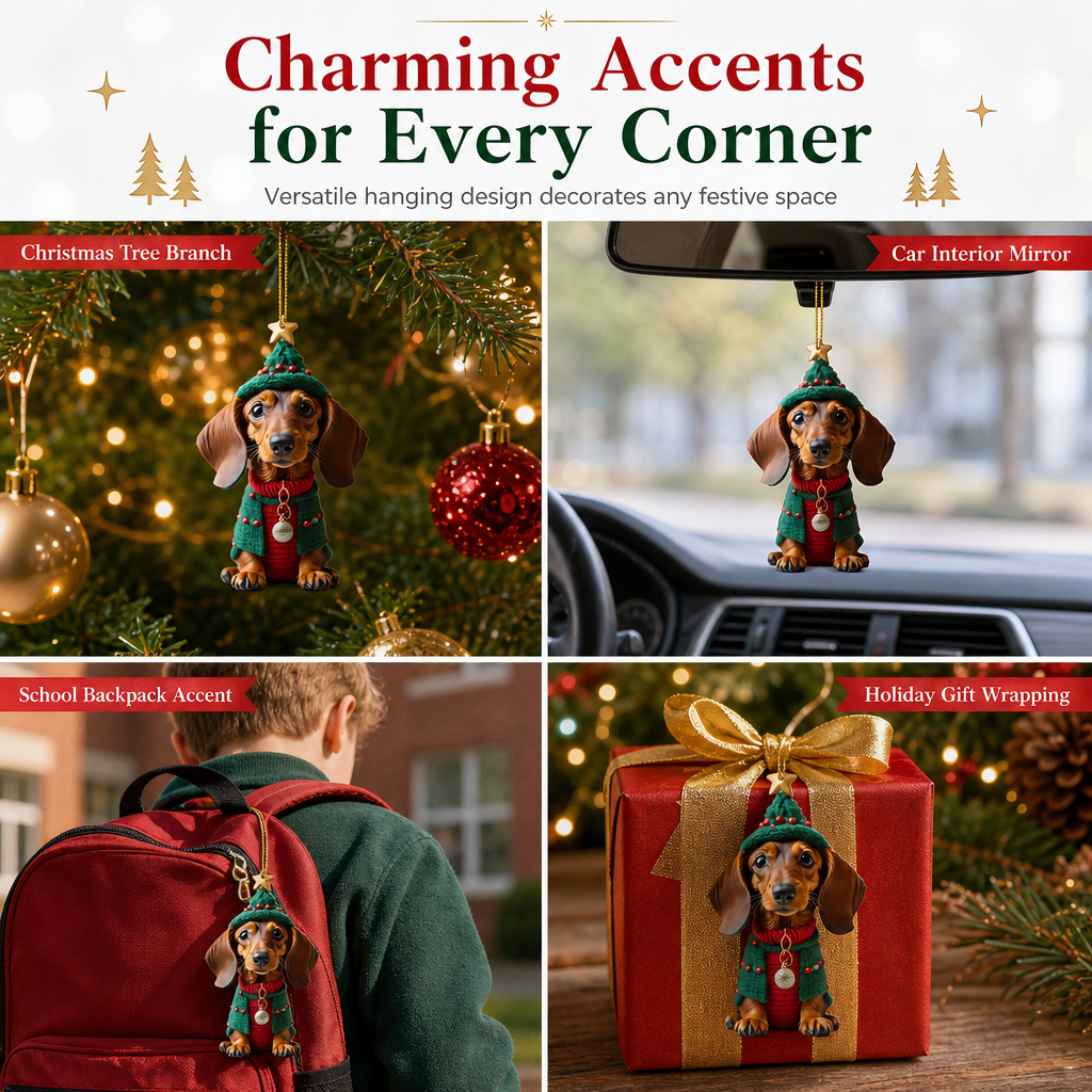 Trim Your Tree Instantly! Shatterproof Acrylic Dachshund Ornament（3-Pack）