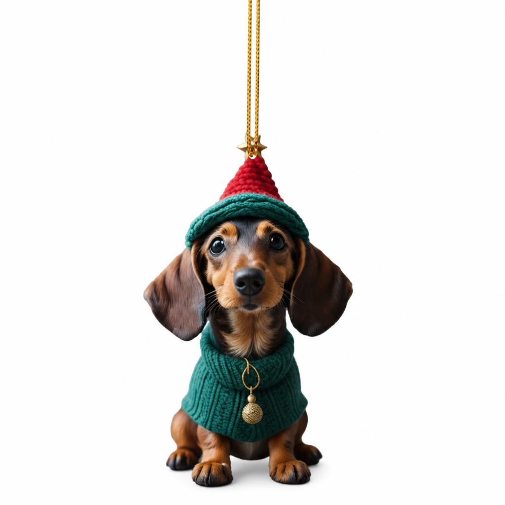 Trim Your Tree Instantly! Shatterproof Acrylic Dachshund Ornament（3-Pack）
