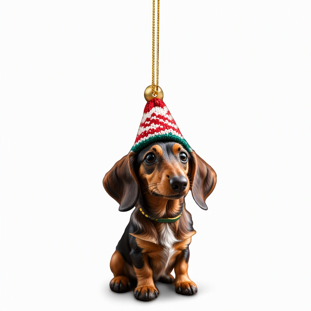 Trim Your Tree Instantly! Shatterproof Acrylic Dachshund Ornament（3-Pack）