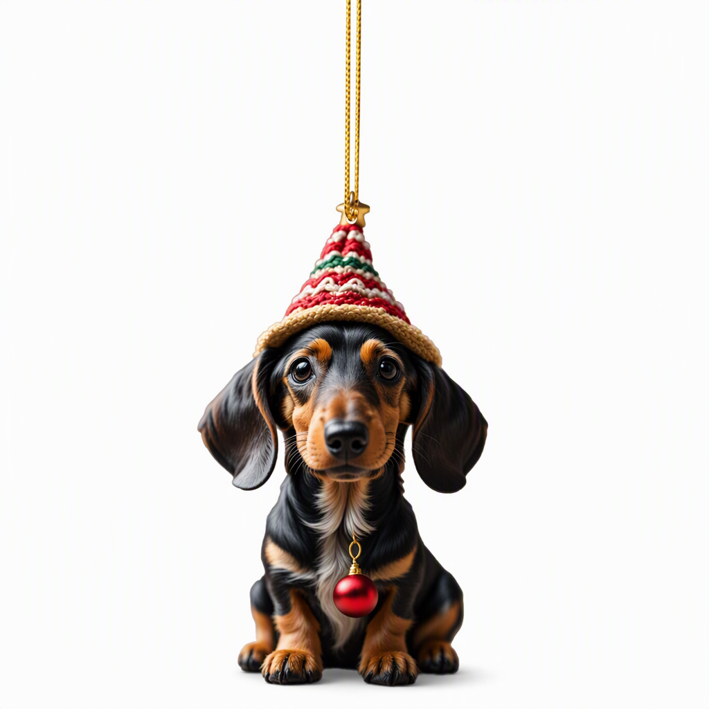 Trim Your Tree Instantly! Shatterproof Acrylic Dachshund Ornament（3-Pack）
