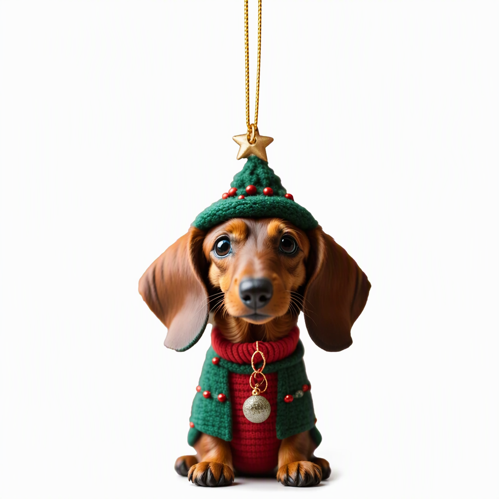 Trim Your Tree Instantly! Shatterproof Acrylic Dachshund Ornament（3-Pack）