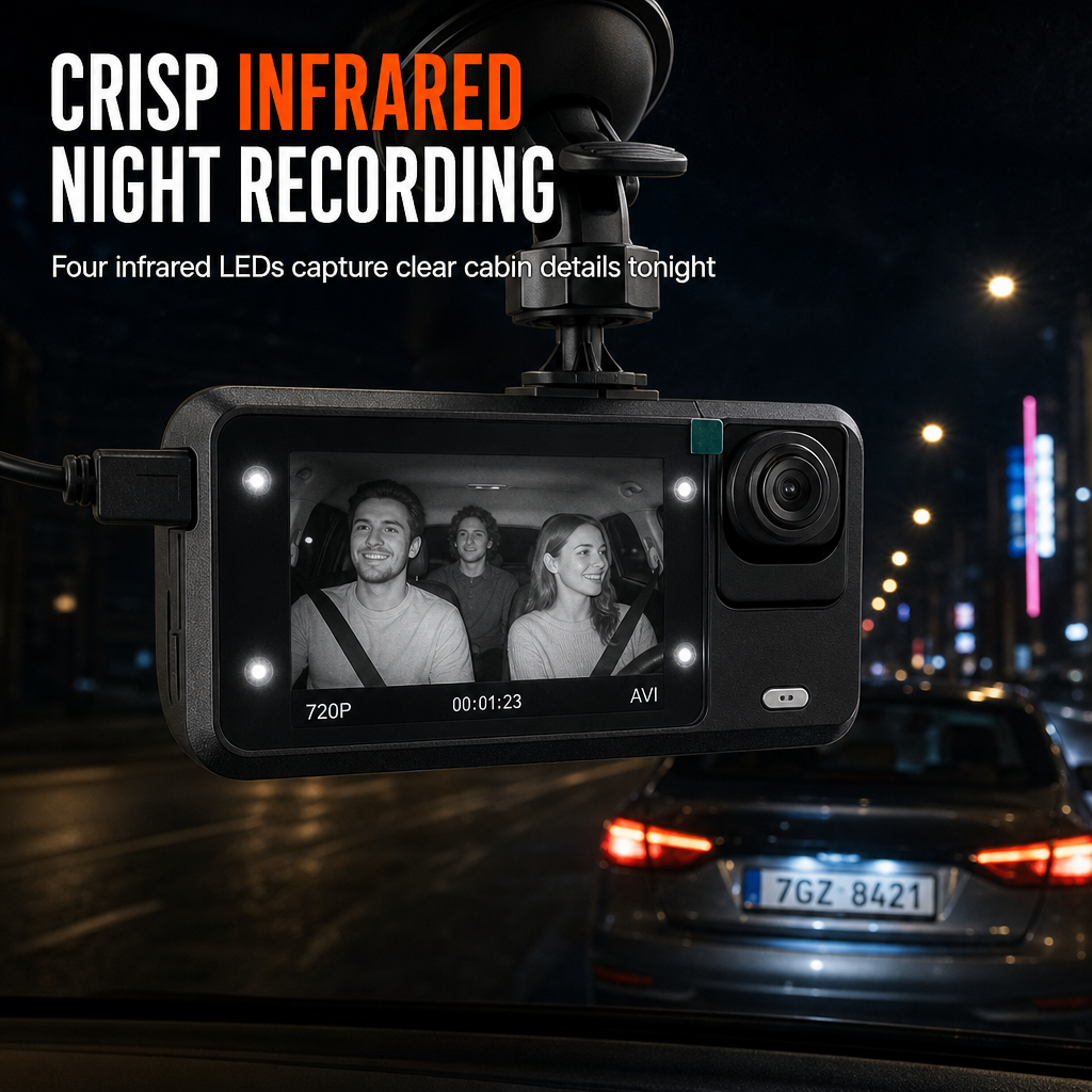 Record Every Angle Instantly! 3-Channel 1080P Car Dash Cam