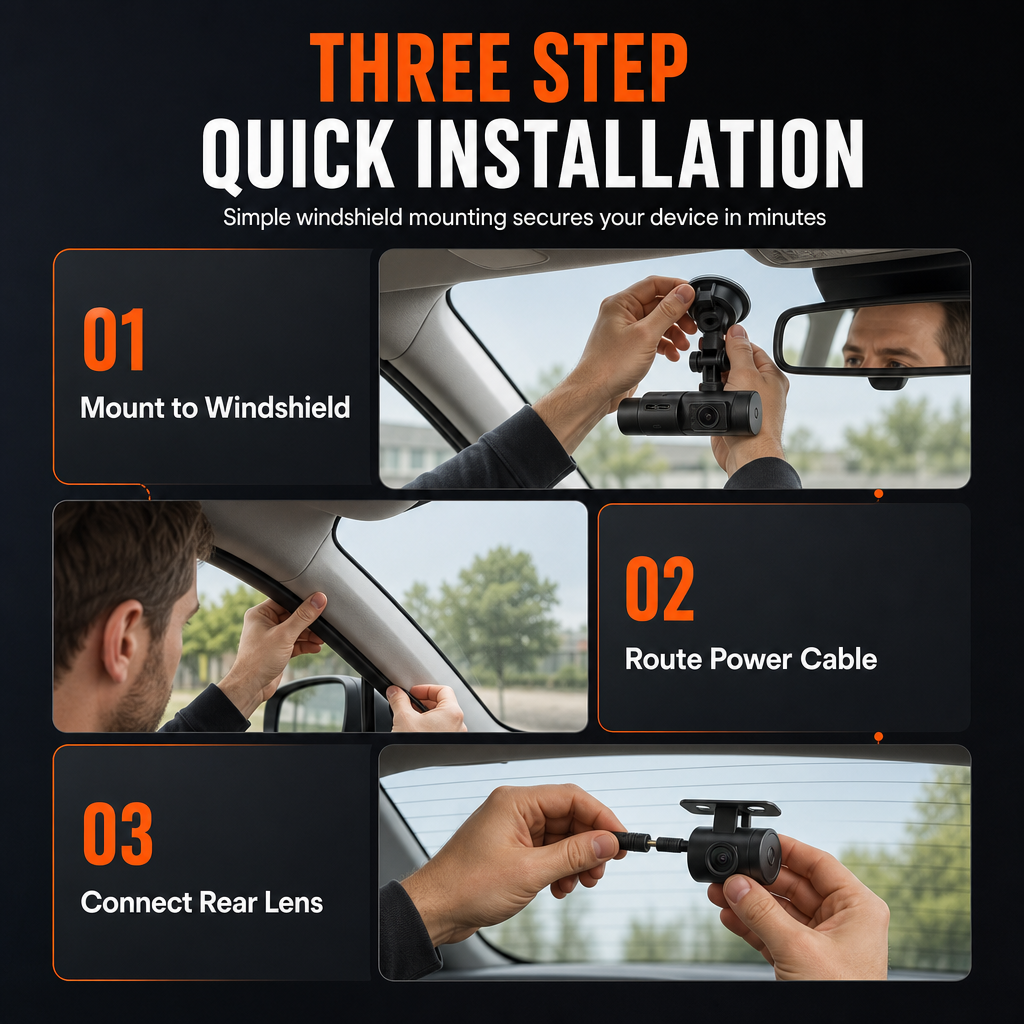 Record Every Angle Instantly! 3-Channel 1080P Car Dash Cam