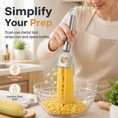 Strip Corn Instantly! 2-in-1 Stainless Steel Corn Peeler & Bottle Opener