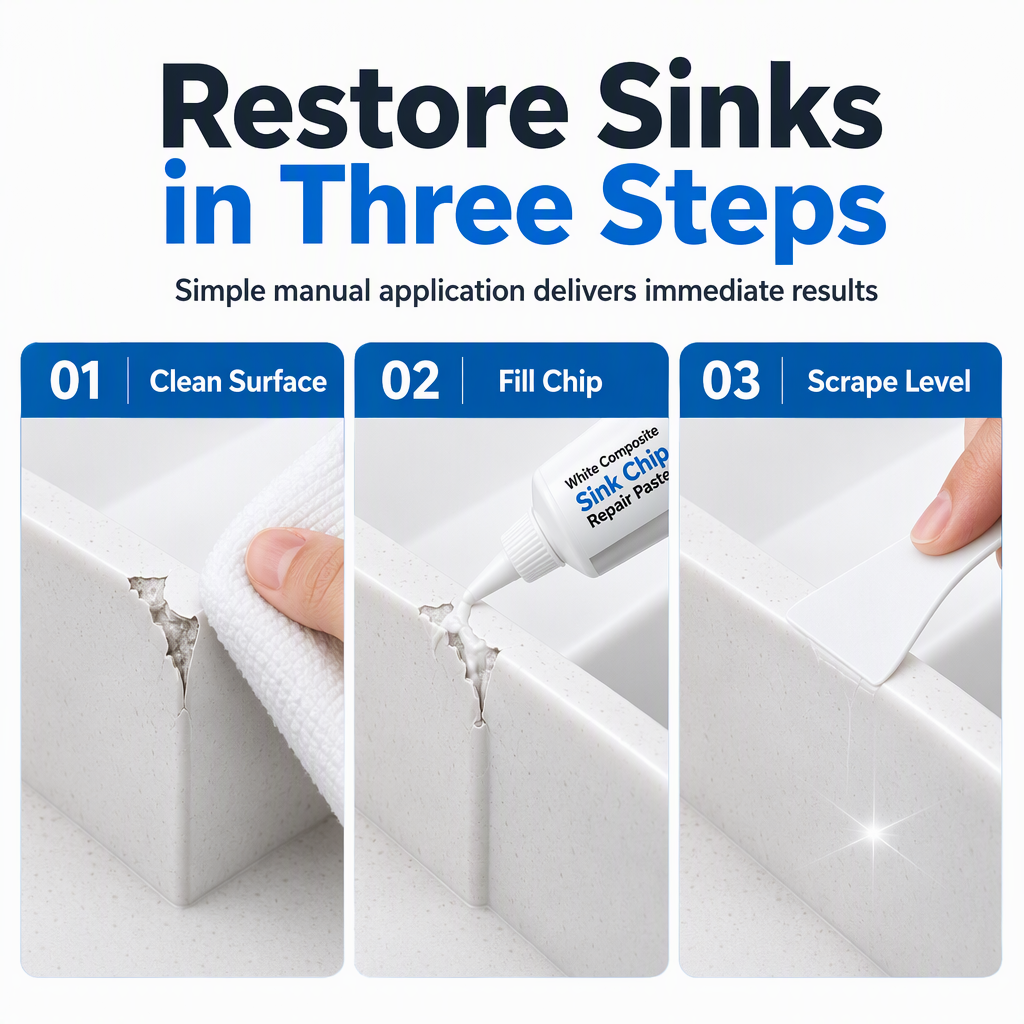 Repair Sink Cracks Instantly! White Composite Repair Paste